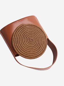 DESTREE Brown mini leather bag with passementerie details