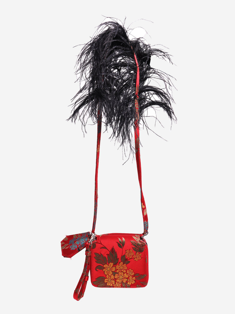 floral jacquard crossbody bag