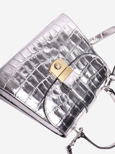 Veronica Beard Silver croc-embossed 2way bag