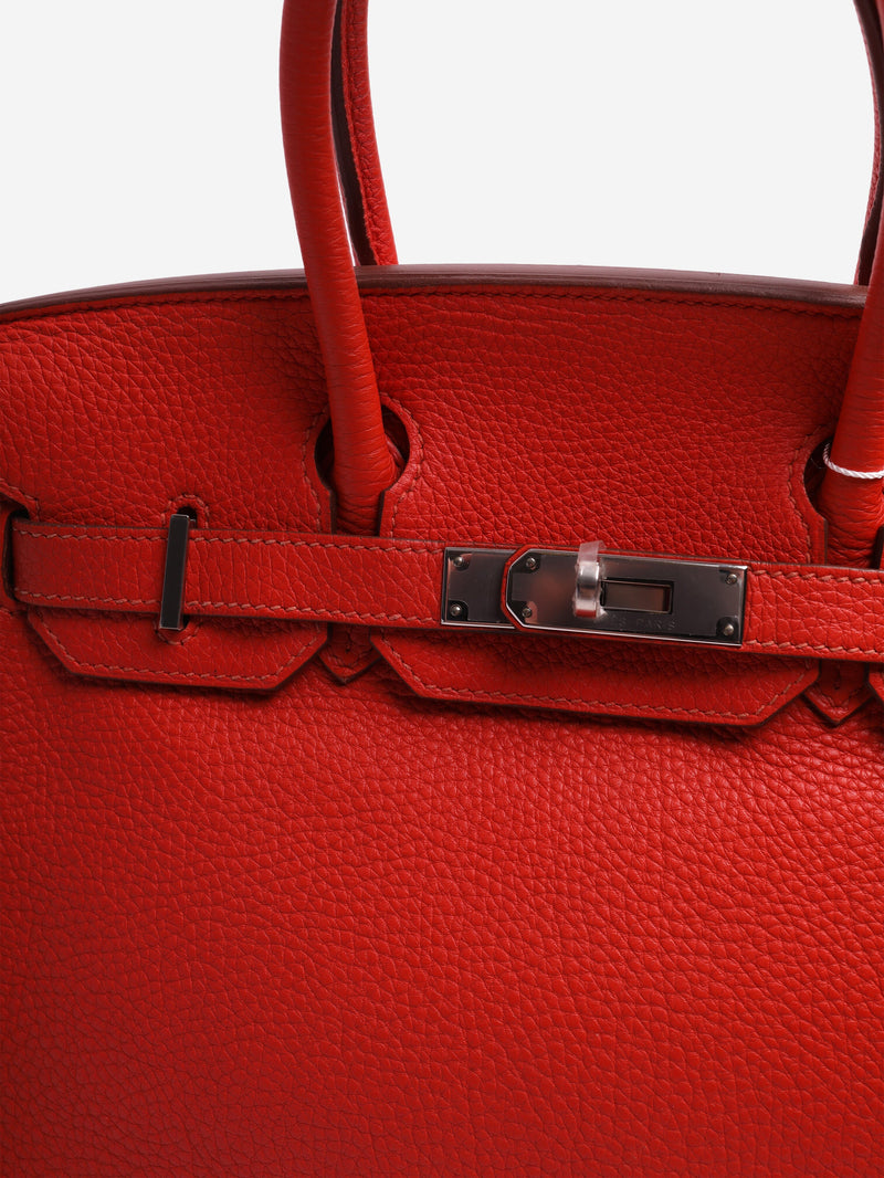 Red Birkin 30 PHW Top Handle Bags Hermes 
