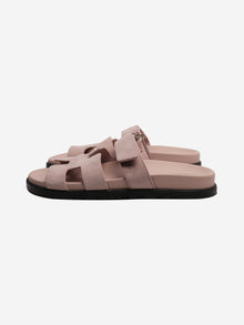 Pink Chypre suede sandals - size EU 39.5 Flat Sandals Hermes 
