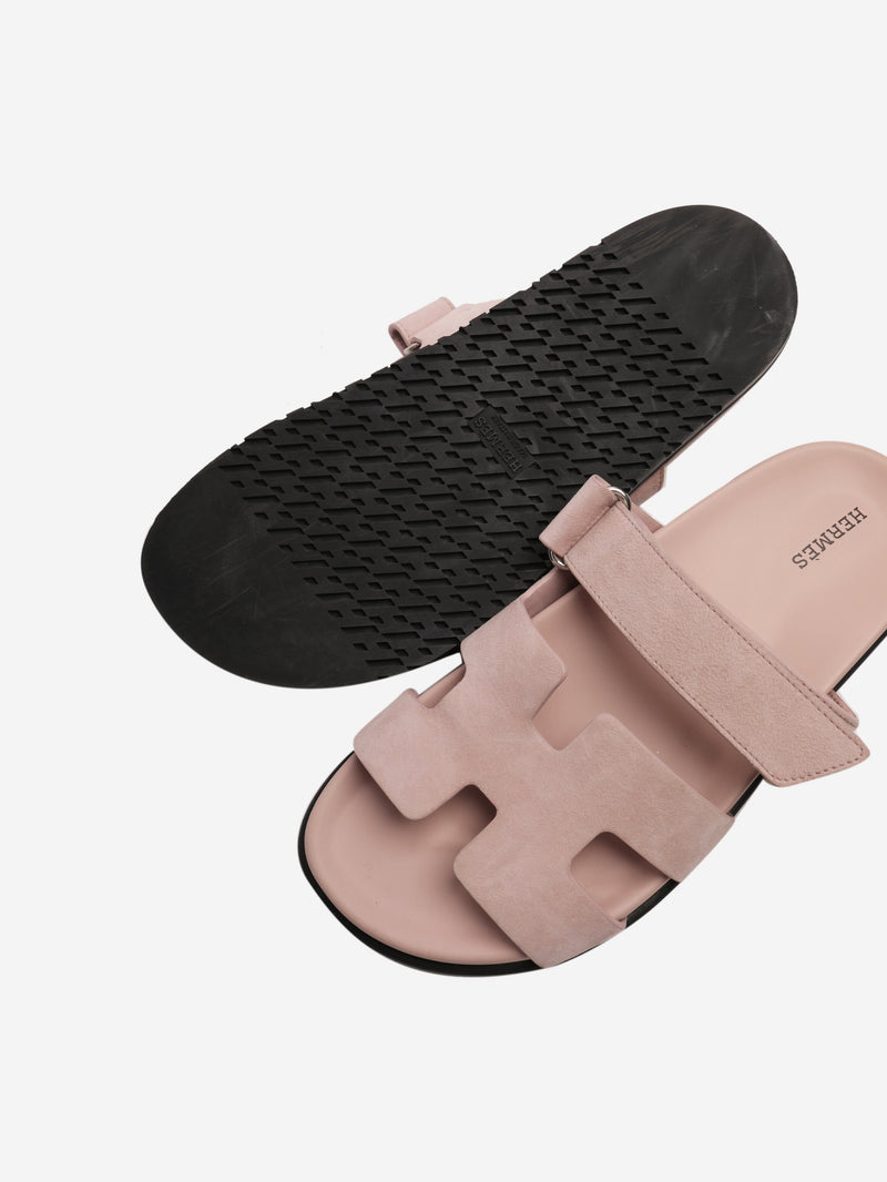 Pink Chypre suede sandals - size EU 39.5 Flat Sandals Hermes 