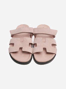Pink Chypre suede sandals - size EU 39.5 Flat Sandals Hermes 