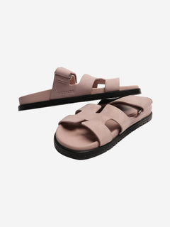 Pink Chypre suede sandals - size EU 39.5 Flat Sandals Hermes 