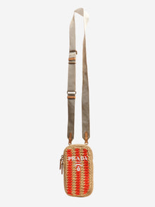 Orange and beige raffia phone case bag Cross-body Bags Prada 
