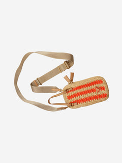 Orange and beige raffia phone case bag Cross-body Bags Prada 
