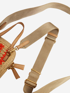 Orange and beige raffia phone case bag Cross-body Bags Prada 