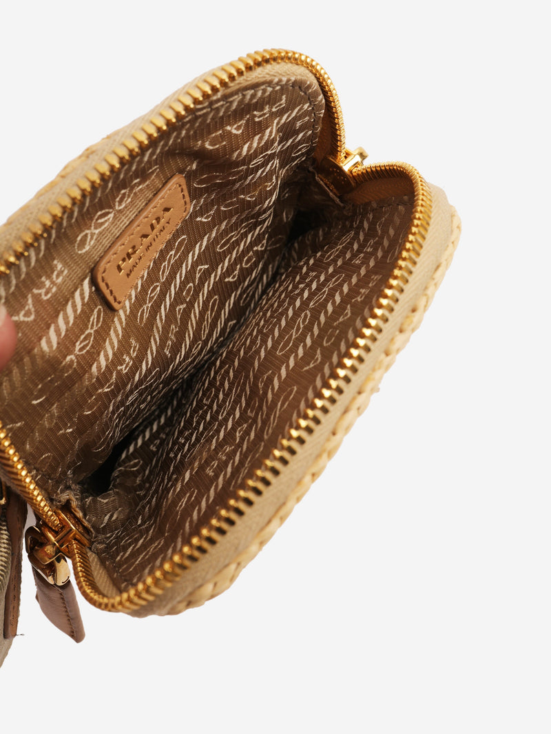 Orange and beige raffia phone case bag Cross-body Bags Prada 