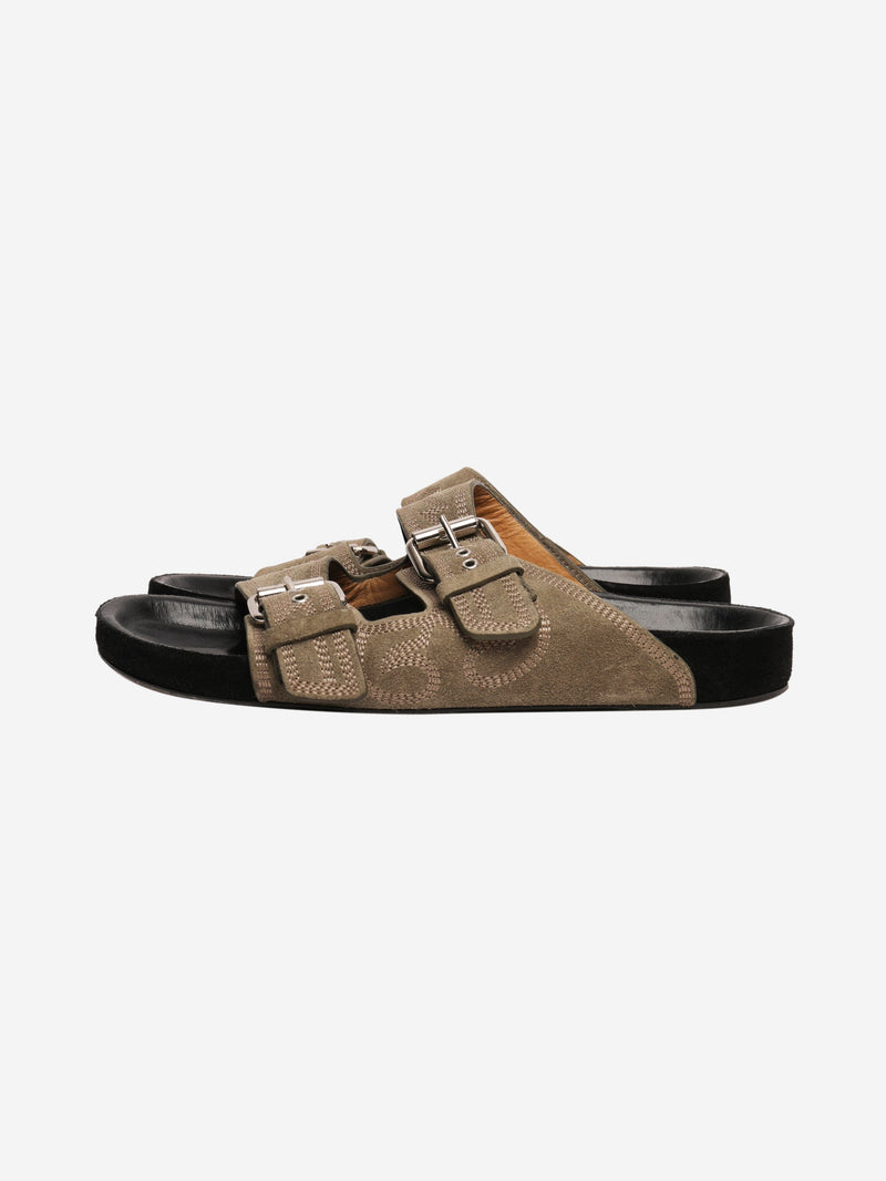 Olive suede sandals - size EU 38 Flat Sandals Isabel Marant 