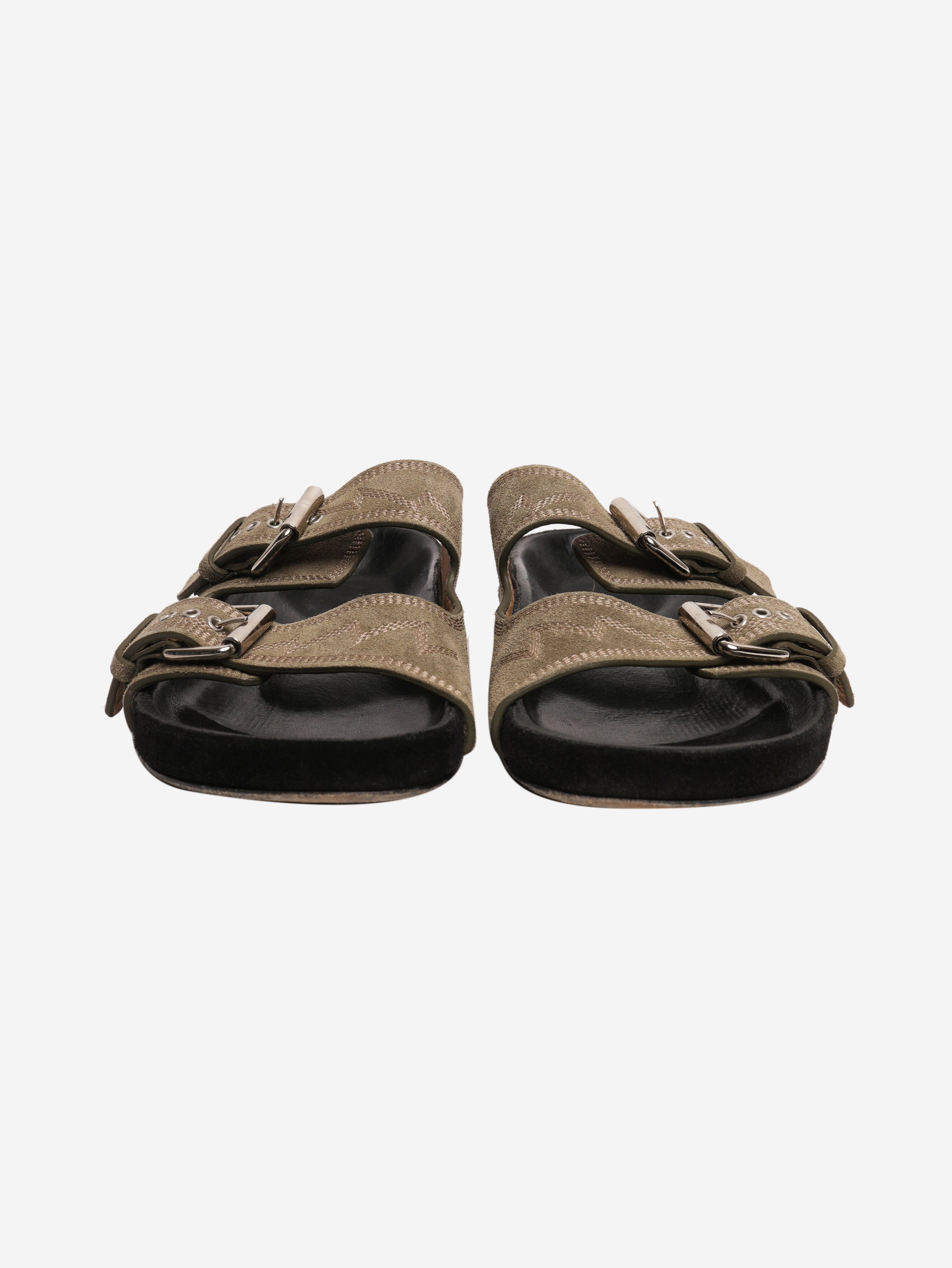 Olive suede sandals - size EU 38 Flat Sandals Isabel Marant 
