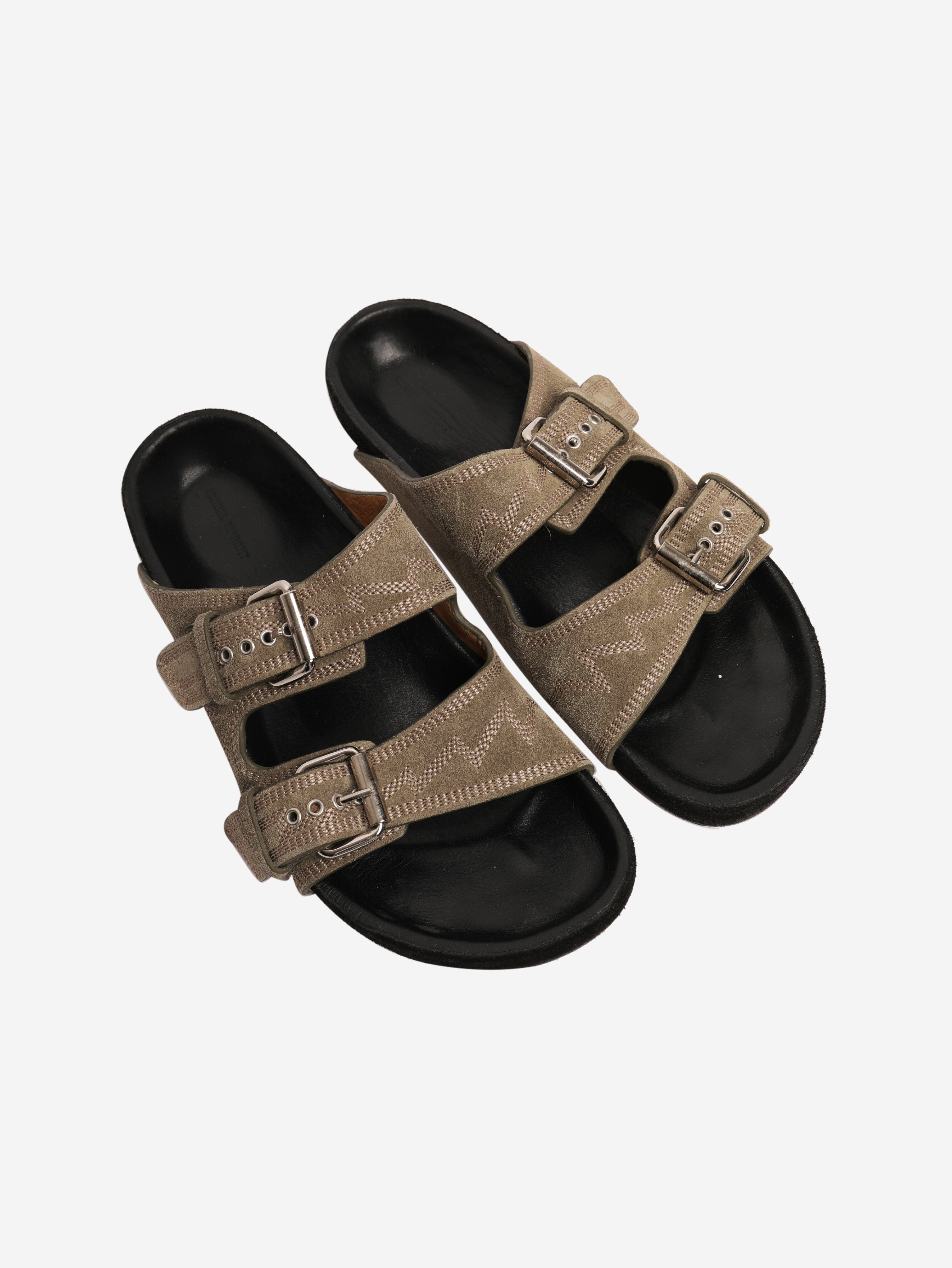 Olive suede sandals - size EU 38 Flat Sandals Isabel Marant 