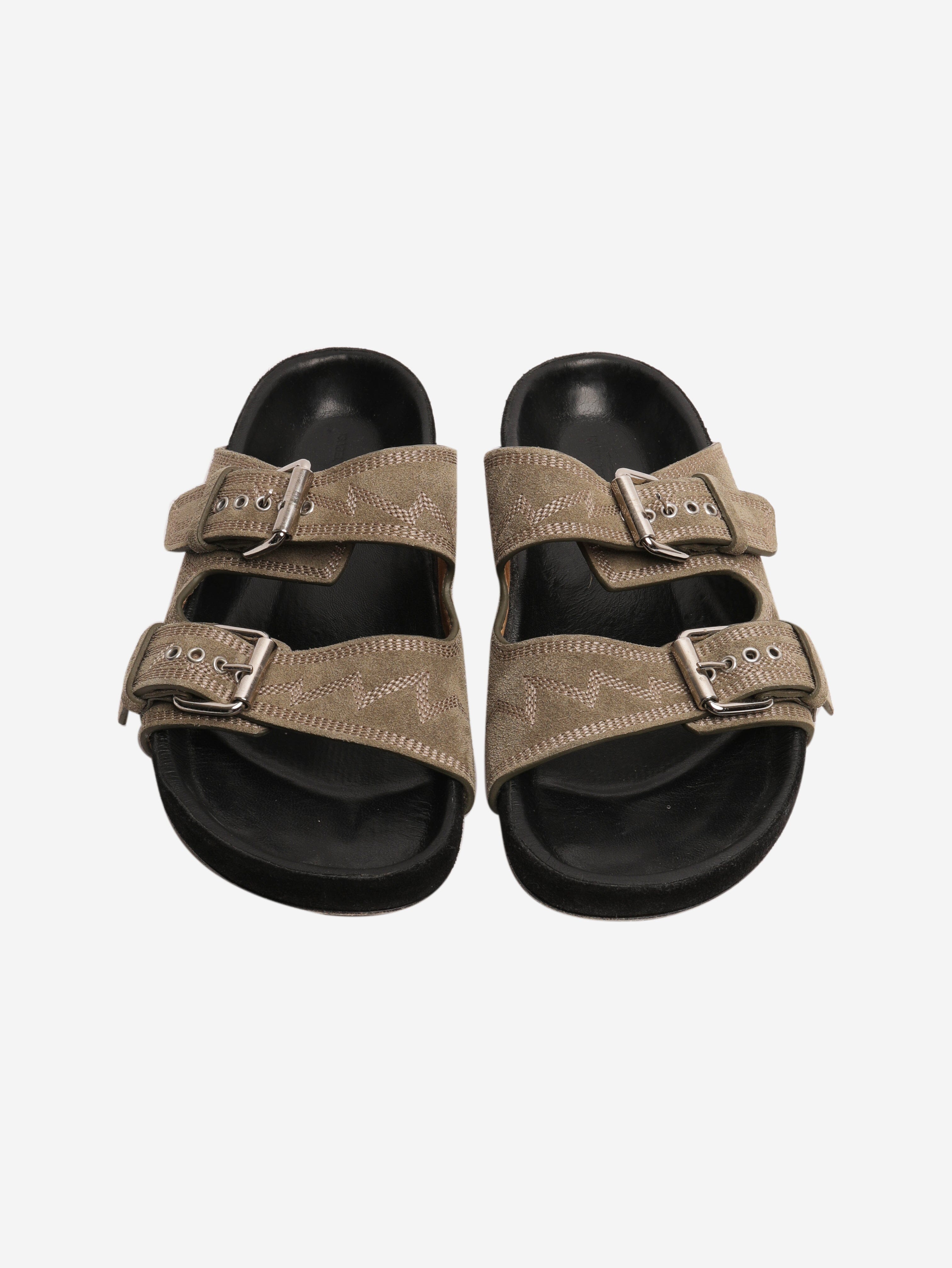 Olive suede sandals - size EU 38 Flat Sandals Isabel Marant 