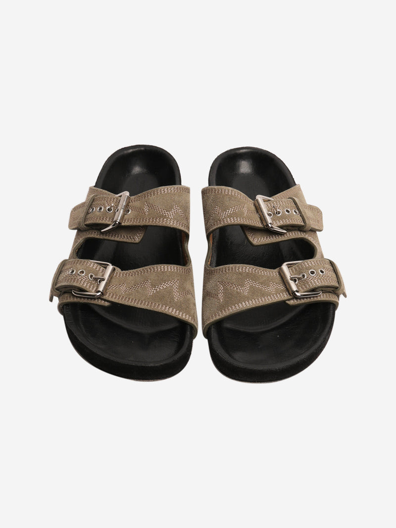 Olive suede sandals - size EU 38 Flat Sandals Isabel Marant 
