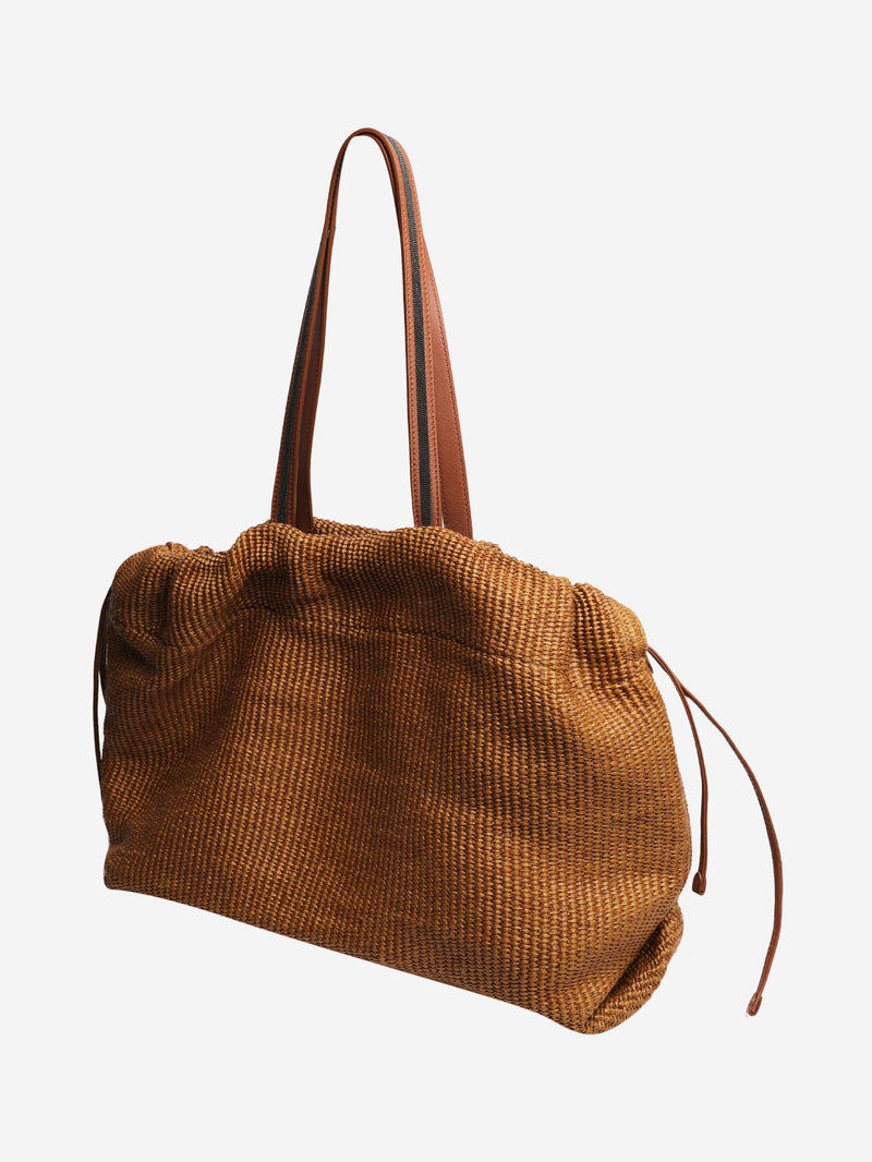Brown woven raffia tote bag Tote Bags Brunello Cucinelli 