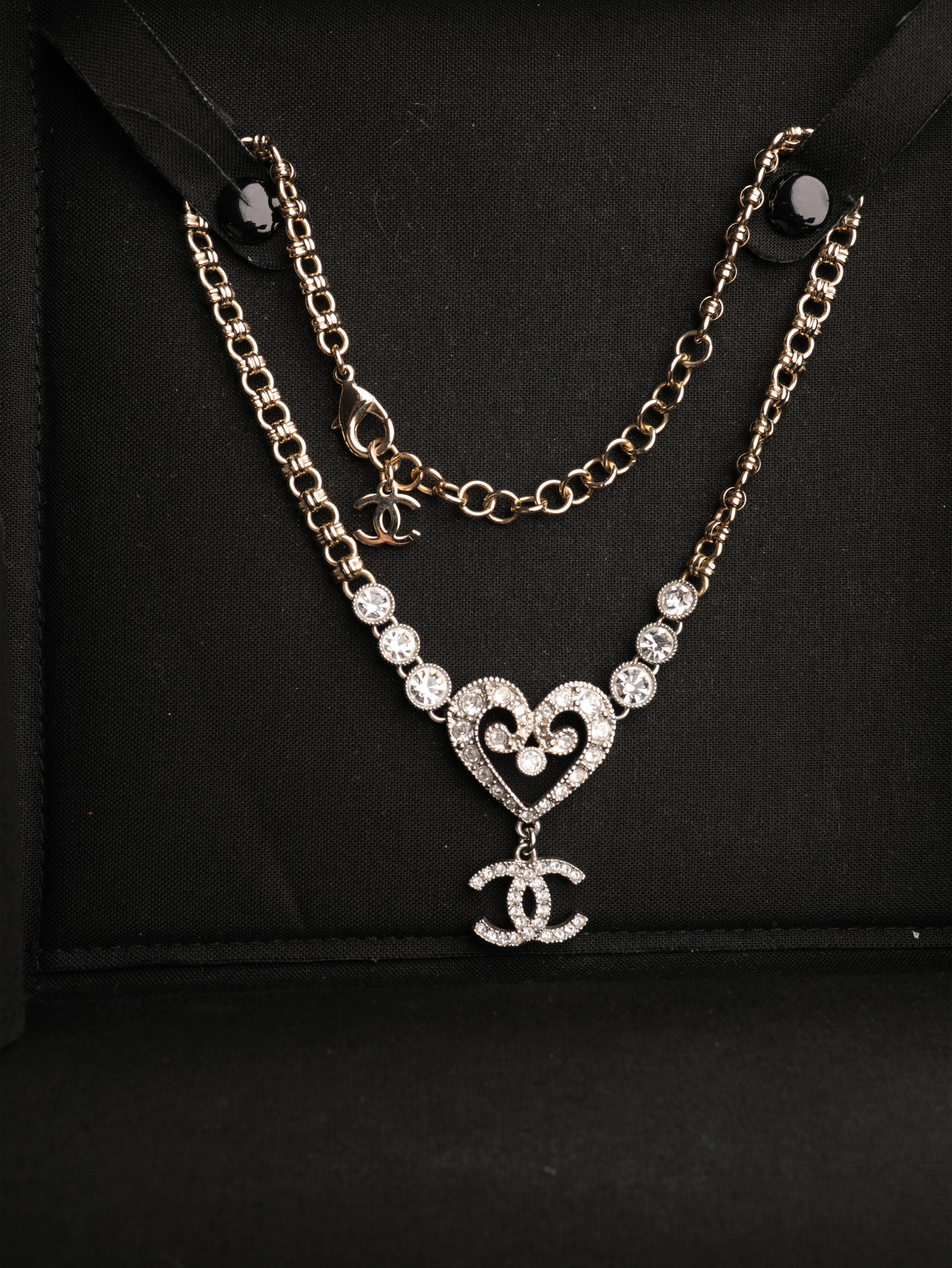 Gold diamante heart choker