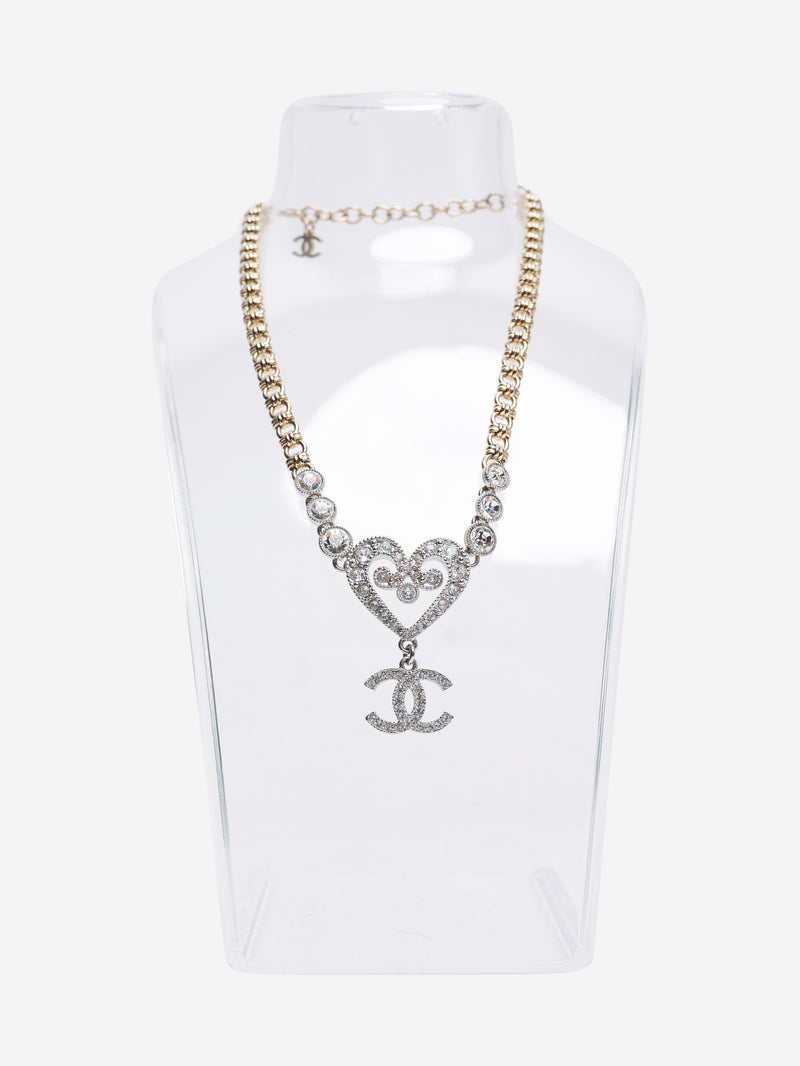 Gold diamante heart choker