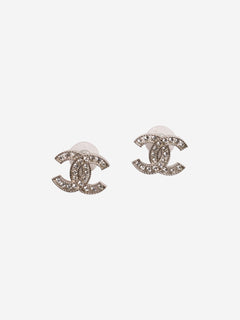 Silver CC rhinestone earrings Earrings Chanel 