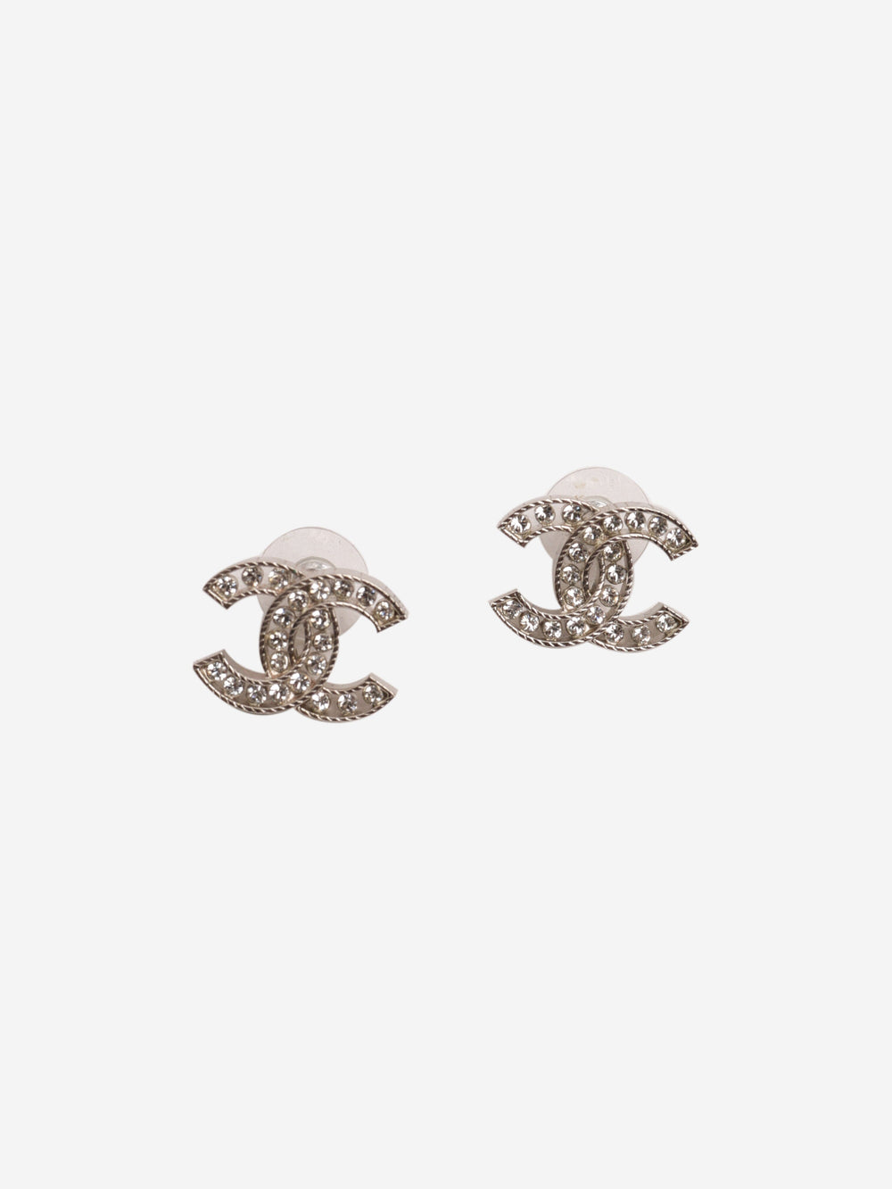 Silver CC rhinestone earrings Earrings Chanel 