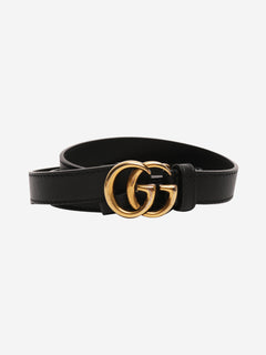 Black GG thin leather belt Belts Gucci 