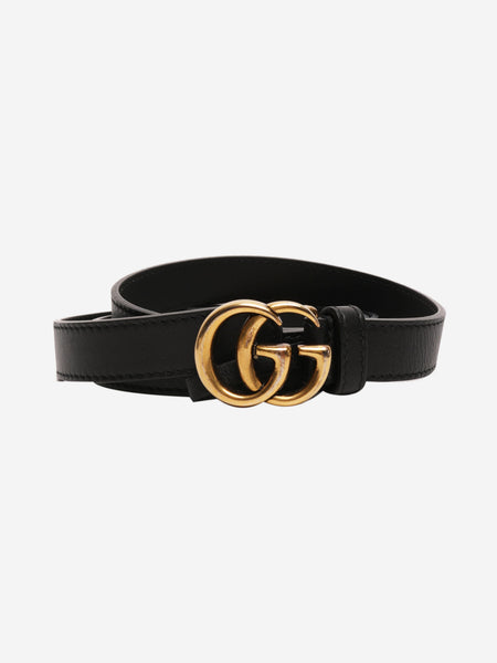 Black GG thin leather belt product image