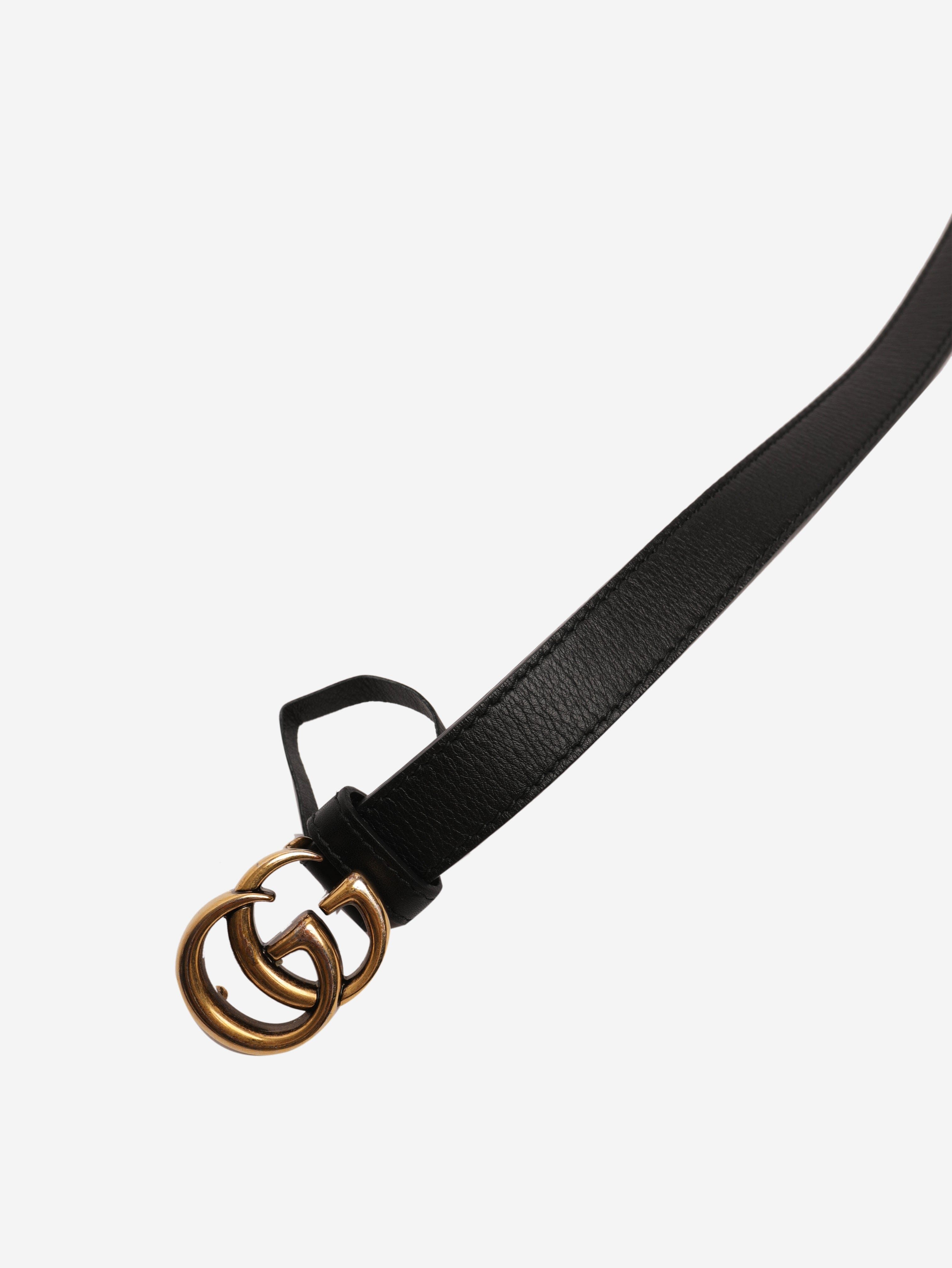 Black GG thin leather belt Belts Gucci 