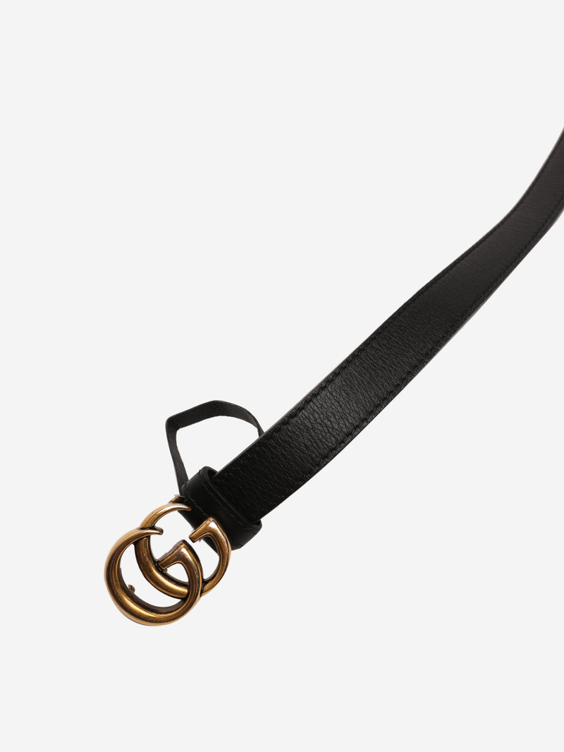 Black GG thin leather belt Belts Gucci 