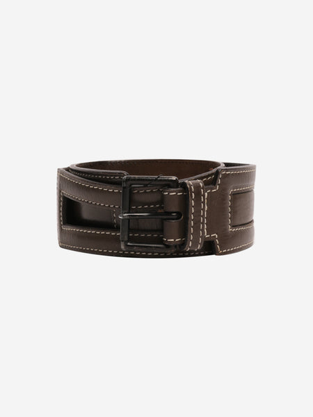 Vintage 80s brown leather belt product image