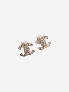 Gold CC rhinestone earrings