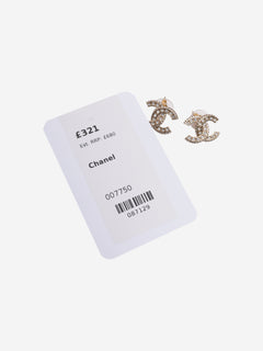 Gold CC rhinestone earrings