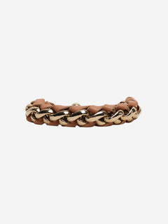 Gold leather interwoven chain bracelet