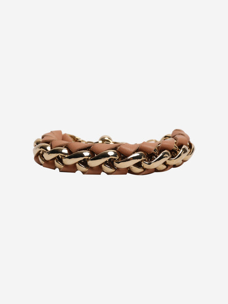 Gold leather interwoven chain bracelet alternate image
