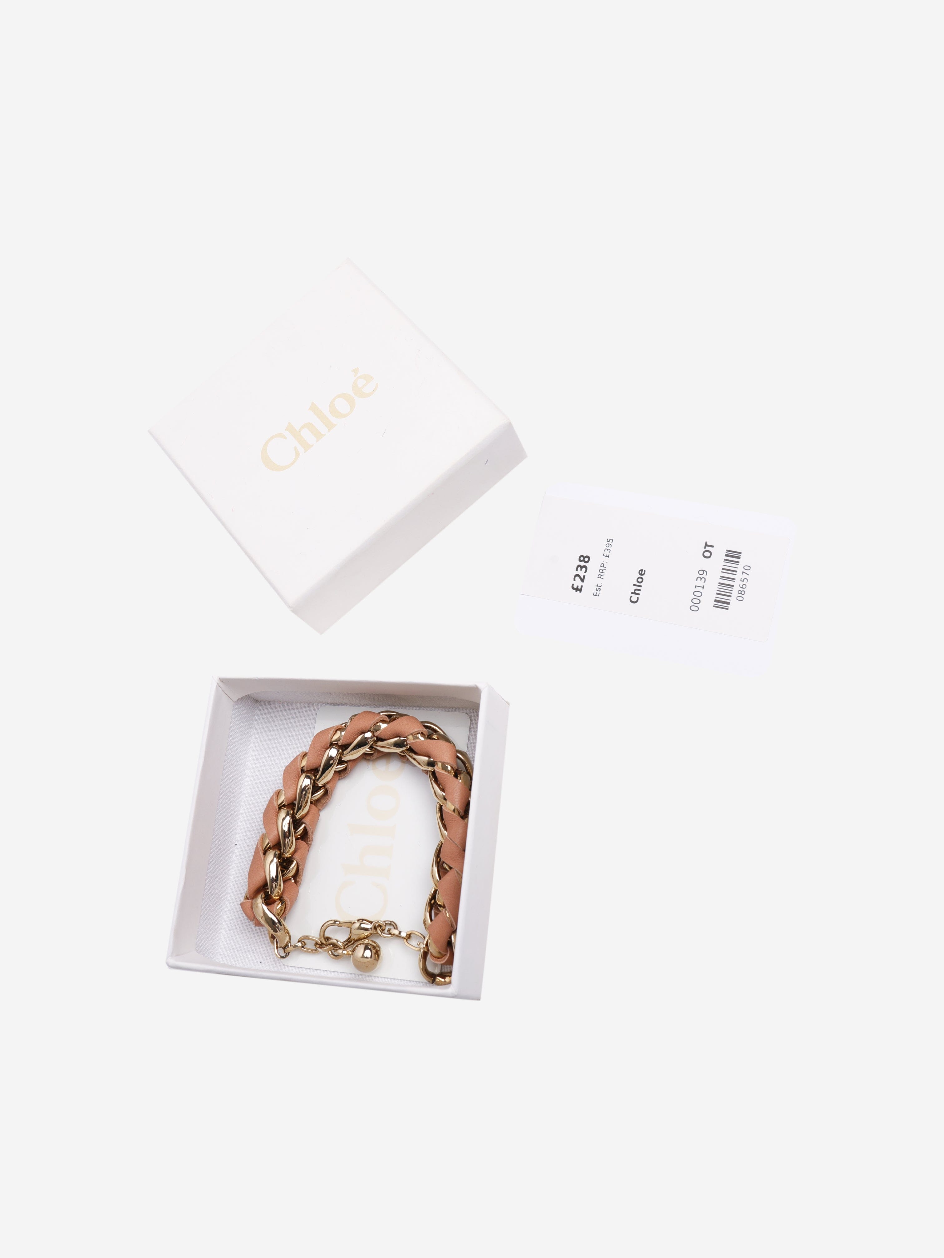 Gold leather interwoven chain bracelet