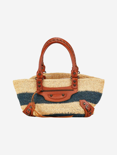 Neutral striped raffia tote bag Tote Bags Balenciaga 