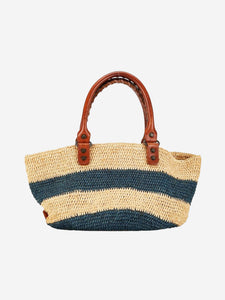 Balenciaga Neutral striped raffia tote bag