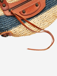 Balenciaga Neutral striped raffia tote bag