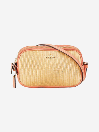 Neutral and coral raffia and leather crossbody bag Cross-body bags Coach 