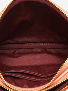 Coach Neutral and coral raffia and leather crossbody bag