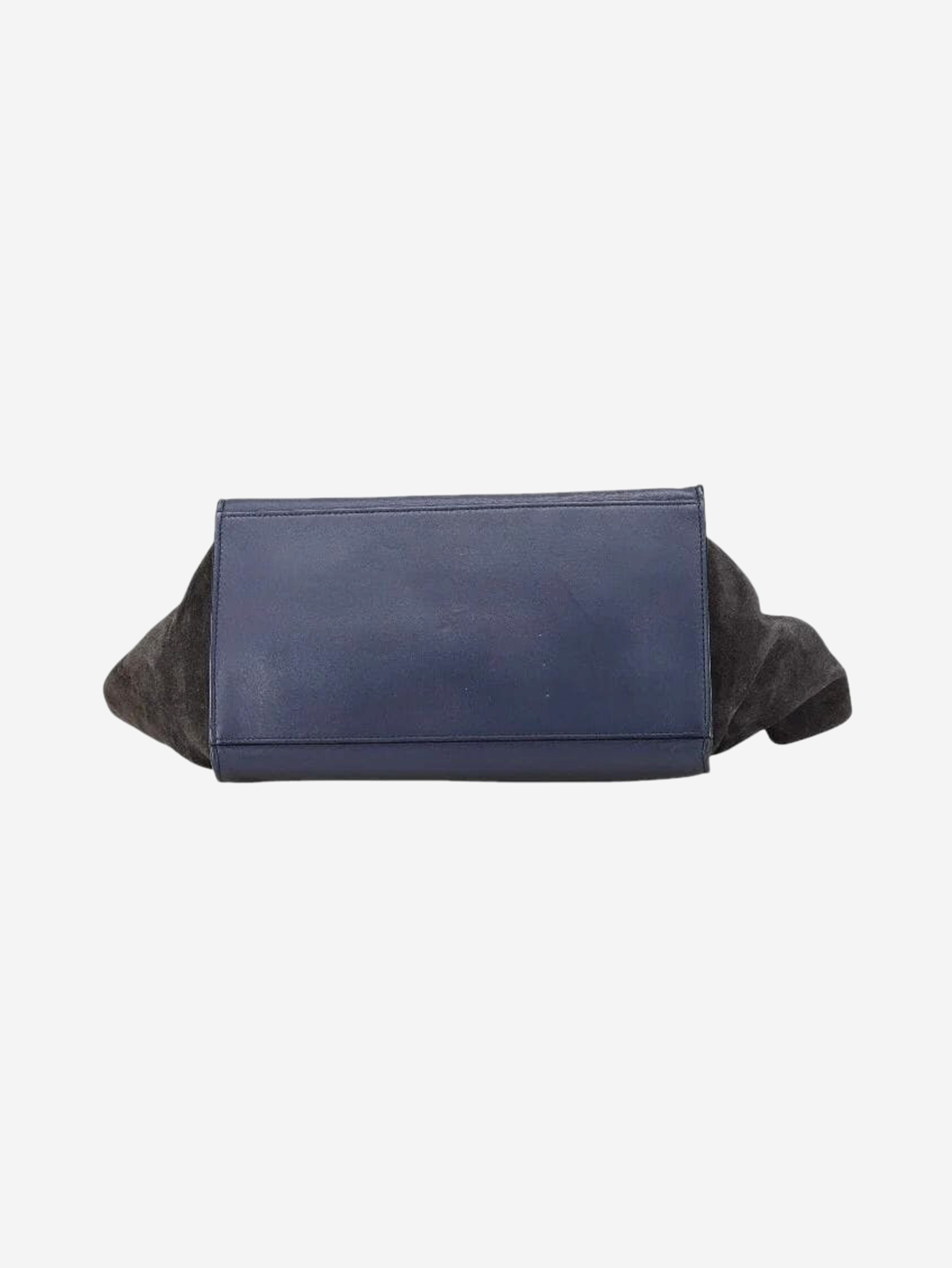 Navy blue and tan Trapeze leather and suede 2way bag Shoulder bags Celine 