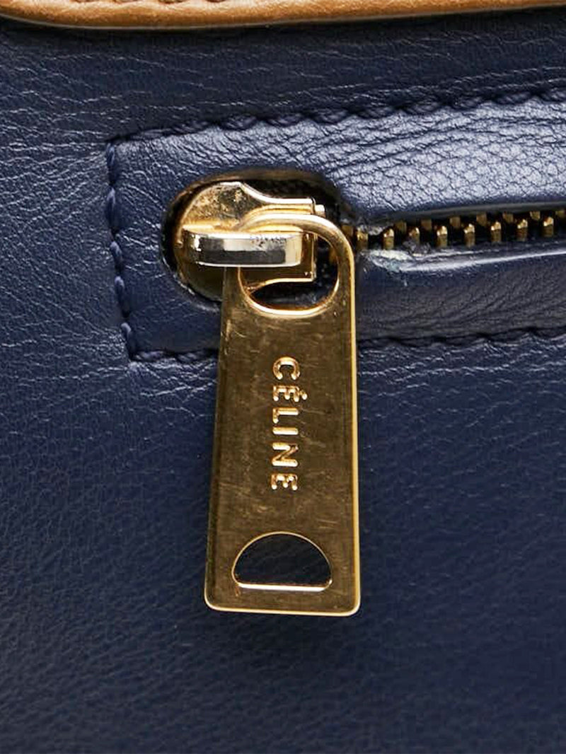 Navy blue and tan Trapeze leather and suede 2way bag Shoulder bags Celine 
