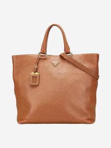 Prada Brown triangle logo Plate 2way bag