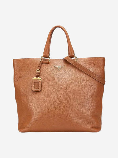 Brown triangle logo Plate 2way bag Top Handle Bags Prada 