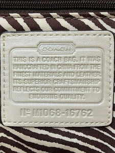 Coach Neutral straw and leather tote bag