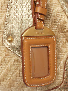 Prada Neutral raffia top handle bag