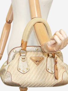 Prada Neutral raffia top handle bag