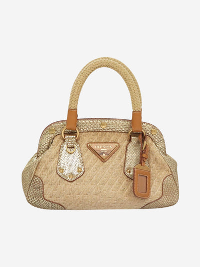 Neutral raffia top handle bag Top Handle Bags Prada 