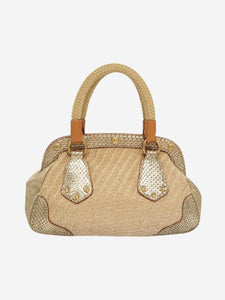 Prada Neutral raffia top handle bag