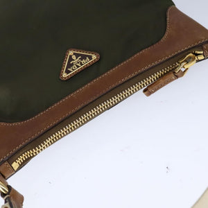Prada Prada Khaki nylon and leather shoulder bag