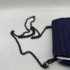 Blue Intrecciato leather crossbody pouch bag