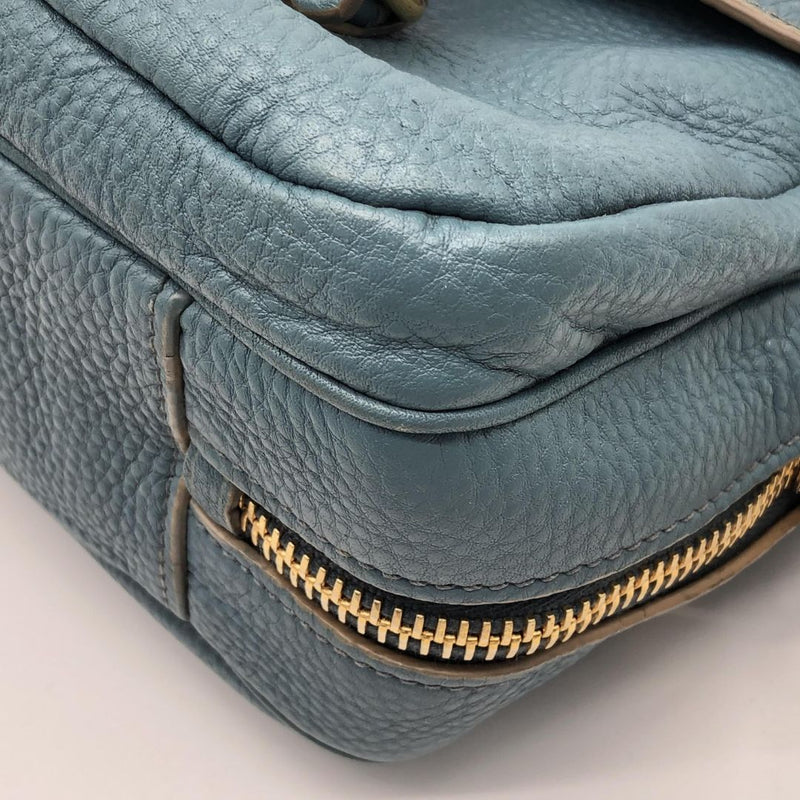 Blue Vitello Daino Flap-Lock Messenger bag