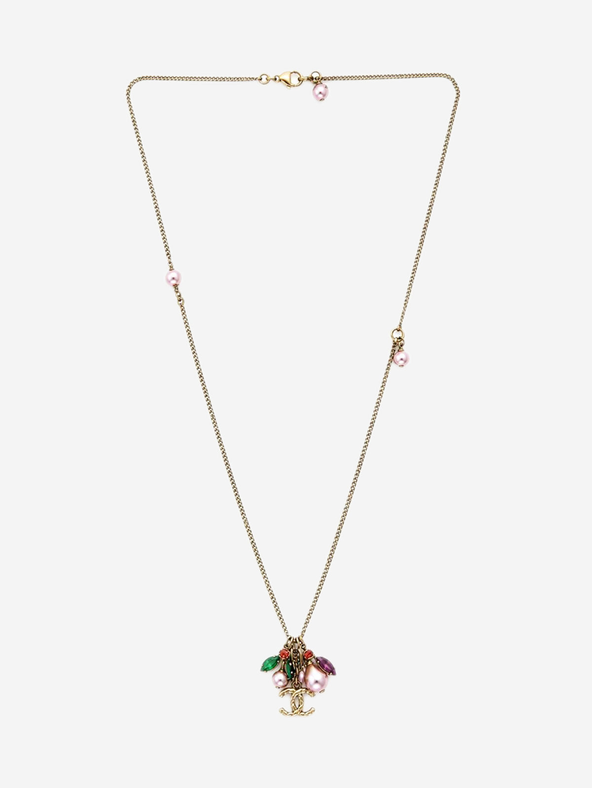 Gold ladybug faux-pearl and rhinestone necklace Necklaces Chanel 